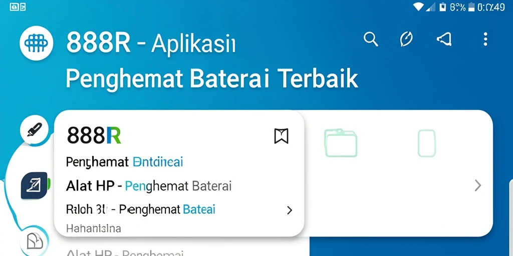 Antarmuka 888R yang menampilkan fitur penghemat baterai.