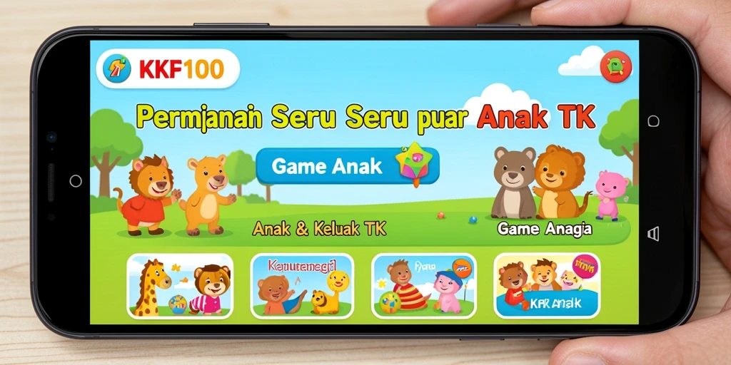 Tampilan antarmuka pengguna KPK100 yang menarik dan ramah anak.